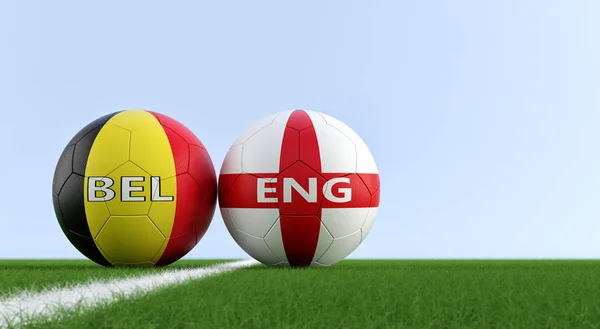 England Belgium Soccer Match Balones Fútbol Inglaterra Colores Nacionales Belgas —  Fotos de Stock