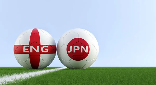 Japan England Soccer Match Pelotas Fútbol Japón Inglaterra Colores Nacionales —  Fotos de Stock