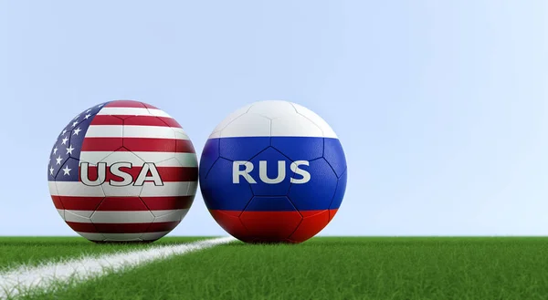 Ρωσία Ηπα Αγώνα Ποδοσφαίρου Μπάλες Ποδοσφαίρου Ρωσία Και Ηπα Εθνικά — Φωτογραφία Αρχείου