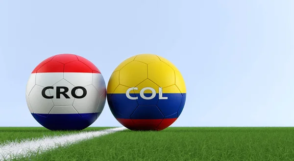 Colombie Croatie Match Football Balles Football Colombie Croatie Couleurs Nationales — Photo