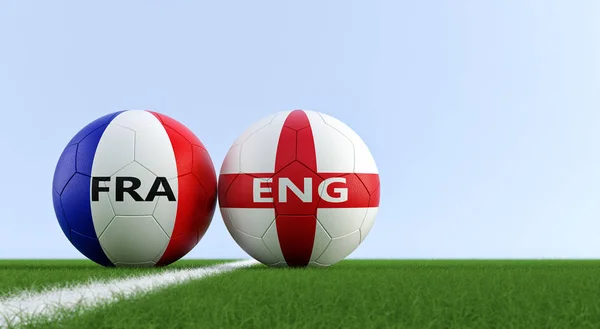 France England Soccer Match Pelotas Fútbol Francia Inglaterra Colores Nacionales —  Fotos de Stock