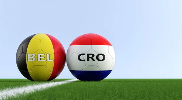 Belgique Croatie Football Match Balles Football Belgique Croatie Couleurs Nationales — Photo