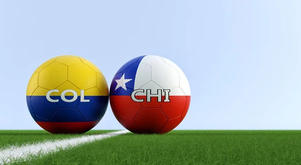 Match Football Colombie Contre Chili Balles Football Colombie Chili Couleurs — Photo