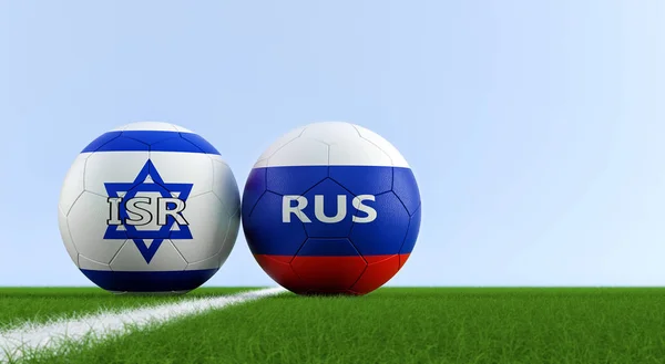 Match Football Entre Israël Russie Balles Football Israël Russie Couleurs — Photo