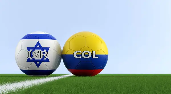 Match Football Entre Israël Colombie Balles Football Israël Colombie Couleurs — Photo