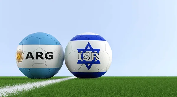 Match Football Entre Israël Argentine Balles Football Israël Argentine Couleurs — Photo