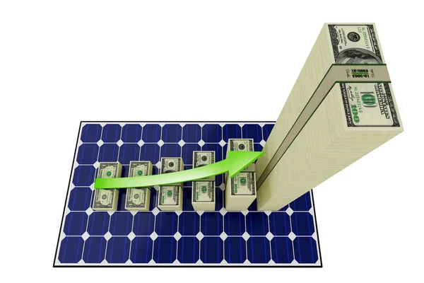 Solarmodul Balkendiagramme Aus Dollarnoten — Stockfoto