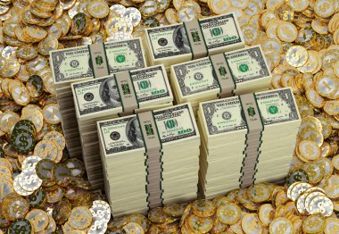 para ve altın sikke dolar simgesiyle