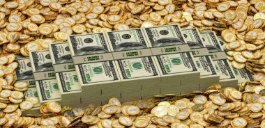 para ve altın sikke dolar simgesiyle