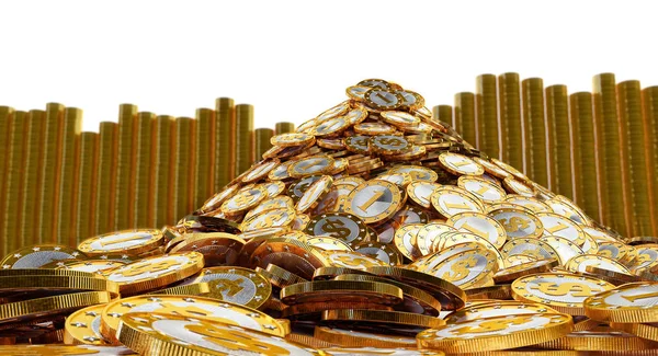 Mucchio Monete Oro Con Simbolo Dollaro — Foto Stock