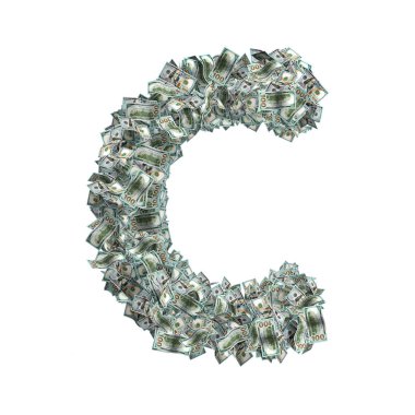 Dolar C harfi - 3d render faturaları