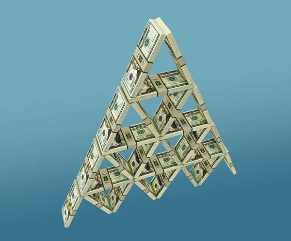 Casa Cartas Construida Partir Paquetes Dólares — Foto de Stock