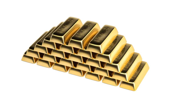 Gold Bars Isolated White Rendering — Stock Photo, Image