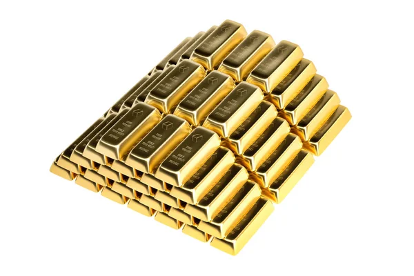 Gold Bars Isolated White Rendering — Stock Photo, Image