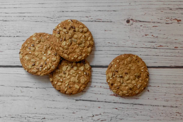 oatmeal cookies lay on the table