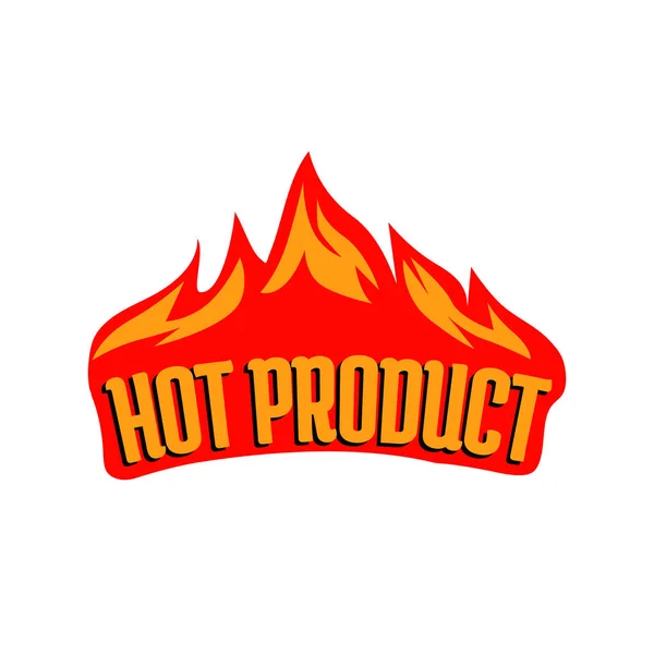 Vector Label Hot Product Text Hot Fire Illustration — Stock Vector