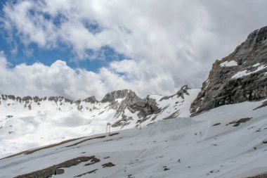 Zugspitze Almanya'nın Zirvesi buzul görünümünden