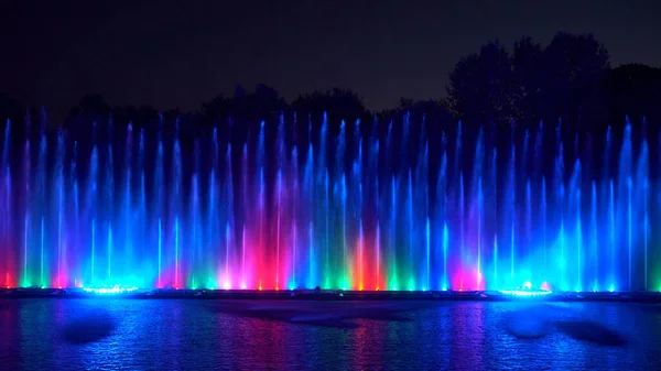 Musical fountain with laser animations. — Stock Photo, Image