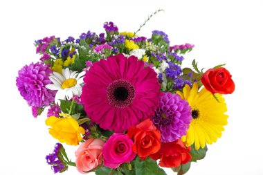 Beyaz arka planda bahar çiçekleri