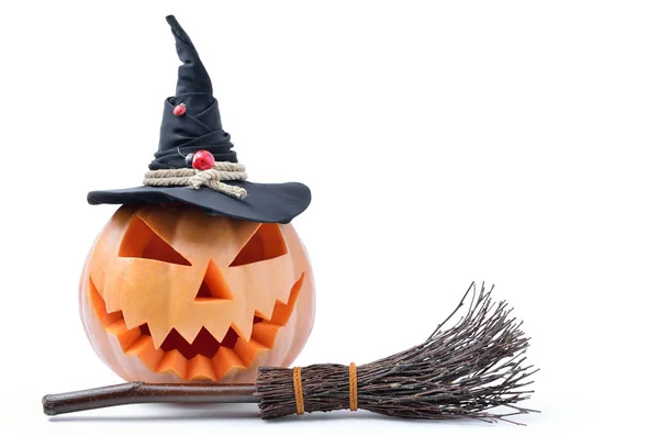 Jack Fejét Egy Lámpa Faragott Sütőtök Halloween — Stock Fotó