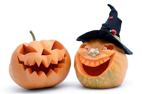 Halloween Tök Faragott Alakja Egy Mosolyt Jack Fejét Egy Lámpa — Stock Fotó