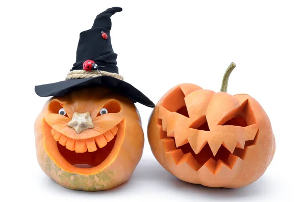 Halloween Tök Faragott Alakja Egy Mosolyt Jack Fejét Egy Lámpa — Stock Fotó