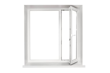 izole beyaz zemin üzerine beyaz plastik pencere