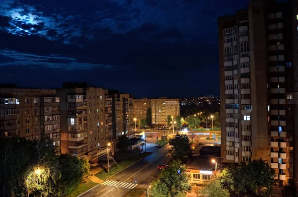 Paisagem Noite Rua Antigo Bairro Cidade — Fotografia de Stock