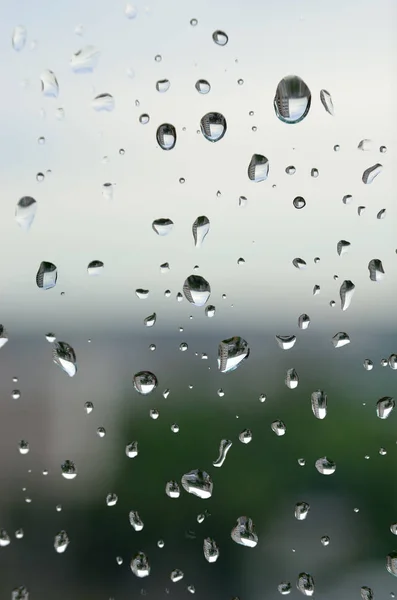 Regnigt Väder Och Regndroppar Fönster Ruta — Stockfoto