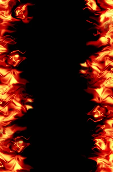 Яскраве Полум Чорному Тлі Вогонь Центр Запалювання — стокове фото