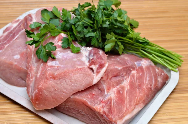 Pedaço Carne Crua Uma Mesa Cozinha Corte — Fotografia de Stock