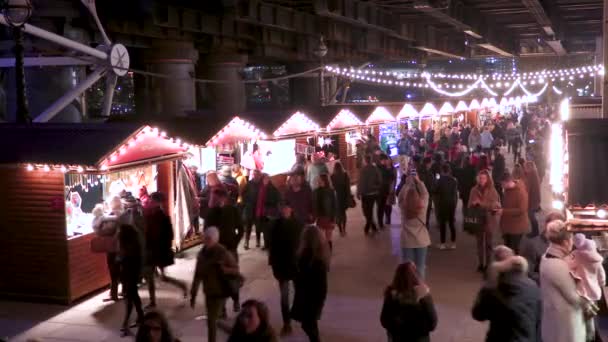 Kerstmarkt, South bank, Londen — Stockvideo