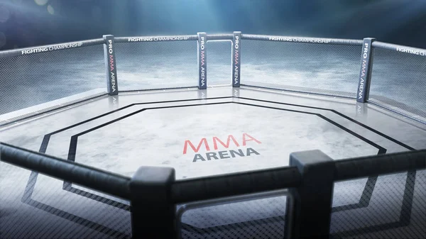 MAA octagon top view. Fighting Championship. MMA cage night — Stock Photo, Image