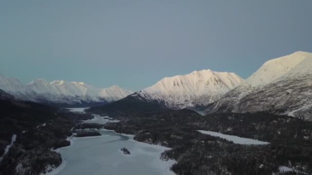 Frozen Trail Lake Uma Noite Inverno — Vídeo de Stock