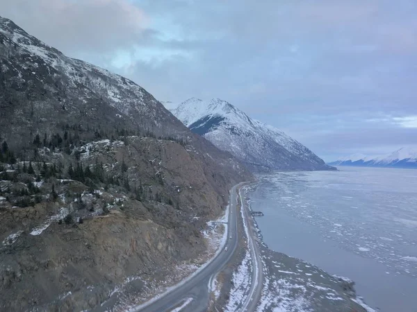 Alaska Highway Okresie Zimowym — Zdjęcie stockowe