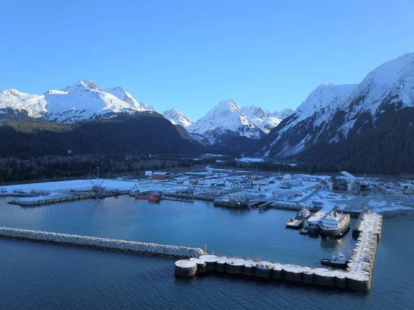 Luchtfoto Van Scheepswerf Harbor Alaska — Stockfoto