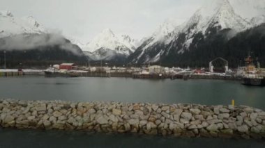 Tersaneler Seward, Alaska'da kış manzaraları 