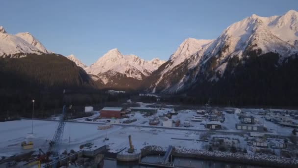Winter Uitzicht Vanaf Scheepswerven Seward Alaska — Stockvideo