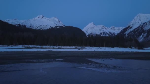 Seward Alaska Omliggende Gebieden Een Koude Winteravond — Stockvideo