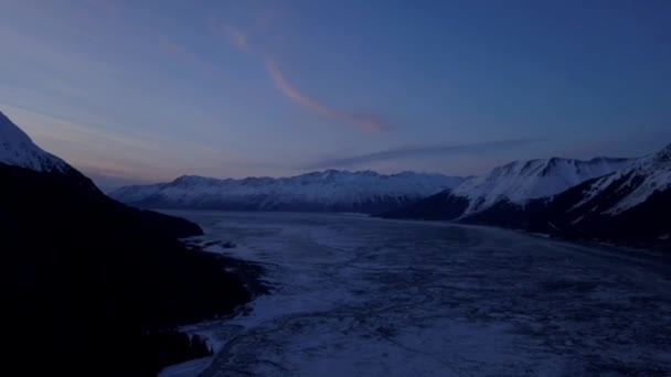 Seward Alaska Och Omgivande Områden Kall Vinterkväll — Stockvideo