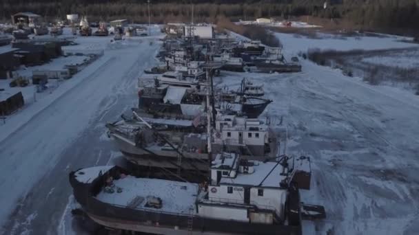 Zimní Pohledy Loděnic Seward Aljaška — Stock video