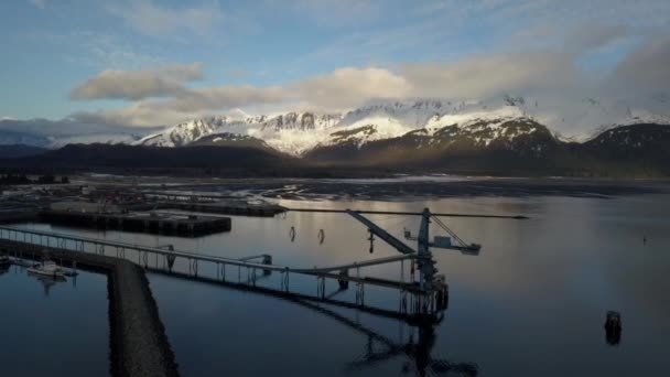 Winter Uitzicht Vanaf Scheepswerven Seward Alaska — Stockvideo