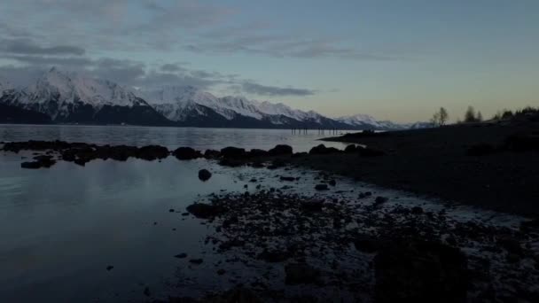 Fantastisk Kväll Vintern Tide Utsikt Alaska — Stockvideo