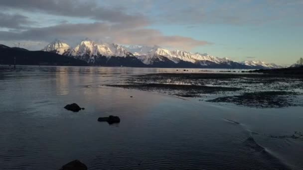 Akşam Kış Gelgit Manzarası Alaska — Stok video