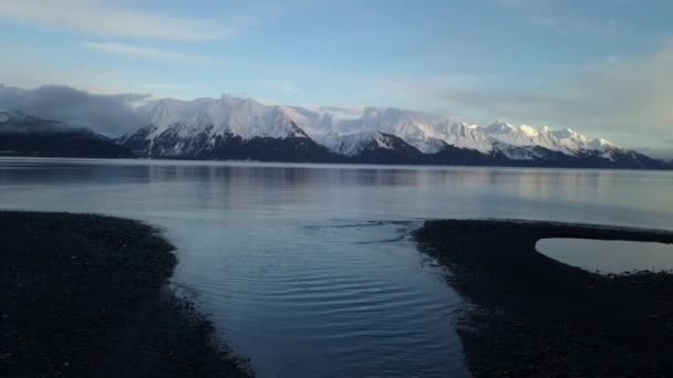 Прекрасний Вечір Зимових Tide Вид Алясці — стокове відео