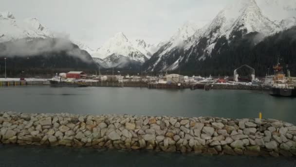 Взимку Вид Від Суднобудівні Заводи Сьюард Аляска — стокове відео