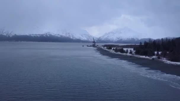 Atemberaubende Abendausblicke Auf Die Winterflut Alaska — Stockvideo