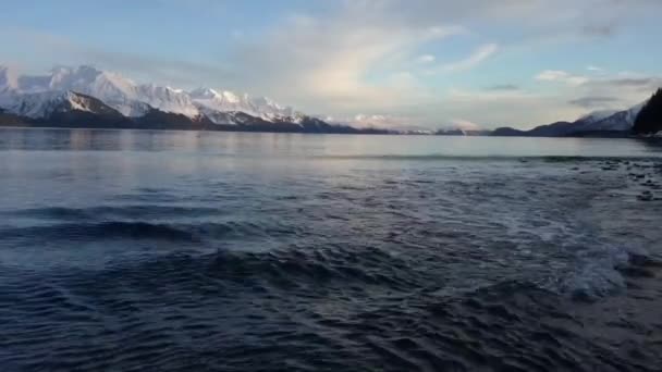 Atemberaubende Abendausblicke Auf Die Winterflut Alaska — Stockvideo