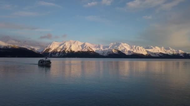 Kommerzielle Heilbutt Fischerboote Auf Den Gewässern Der Auferstehungsbucht Seealaska — Stockvideo