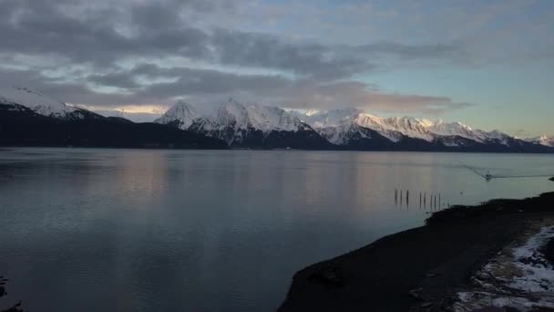 Atemberaubende Abendausblicke Auf Die Winterflut Alaska — Stockvideo